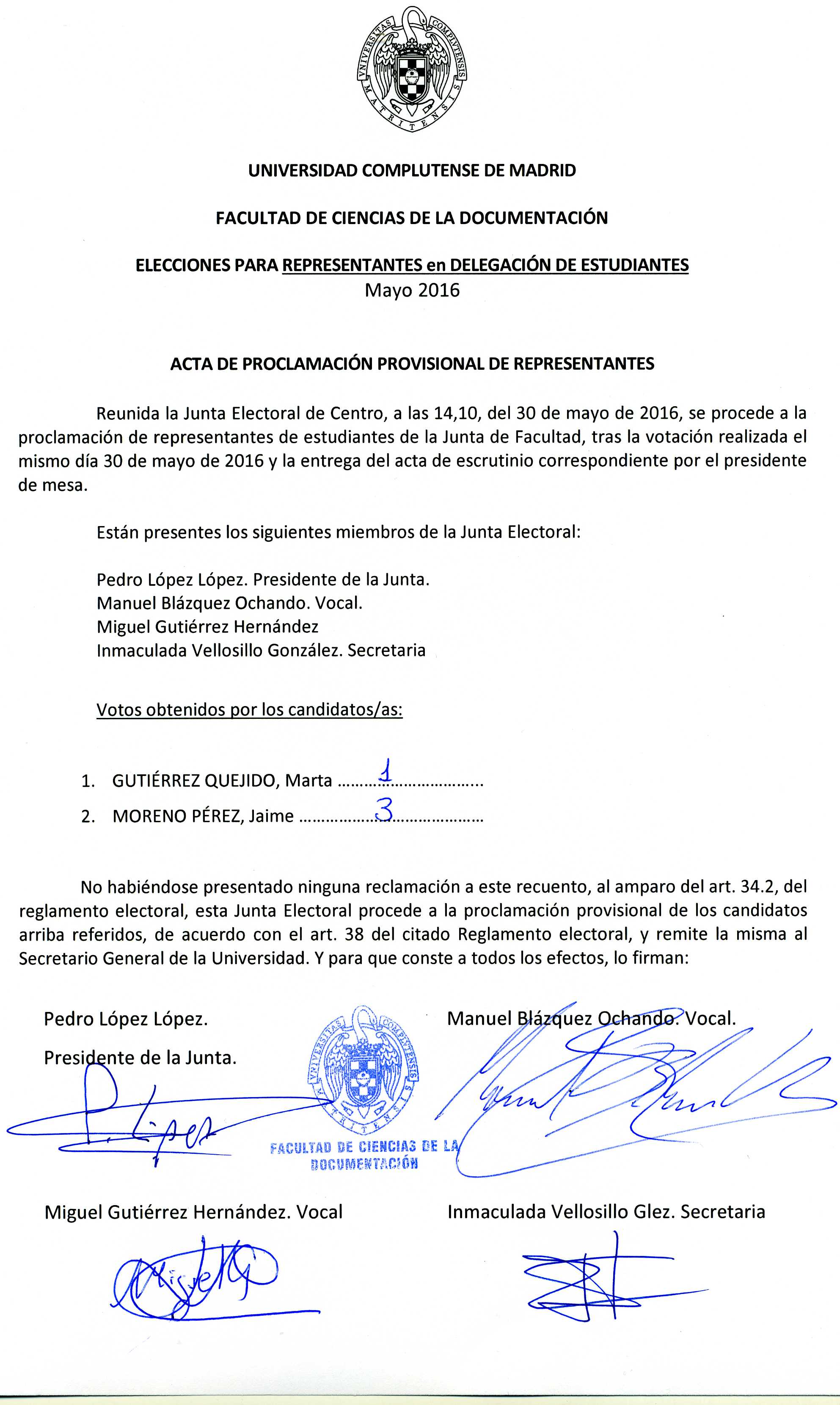 Proclamación provisional